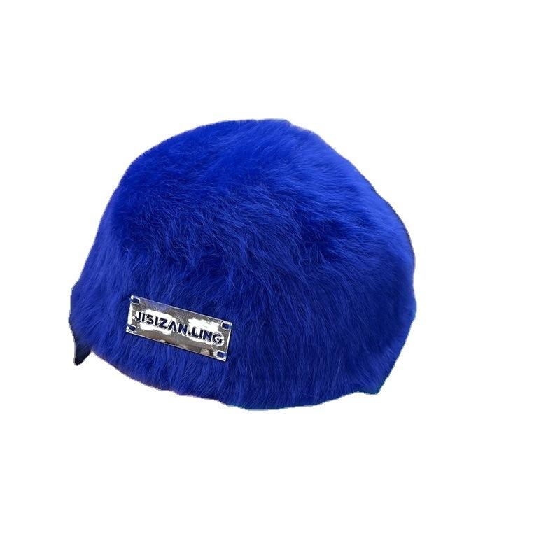 Fashion book rabbit fur forward hat women winter versatile retro reverse cap