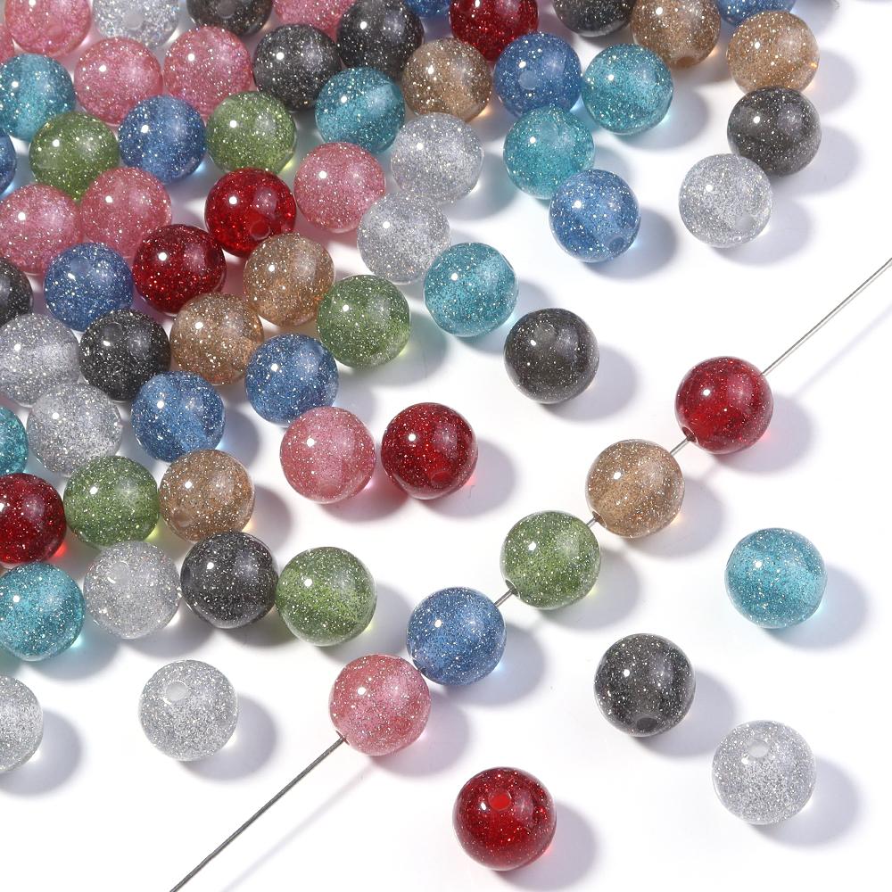 20pcs/lot 12mm Gypsophila Resin Beads Colorful Glitter Beads Round Loose Spacer Beads For Jewelry Making DIY Necklace Bracelet