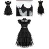 Wednesday Addams Kids Dress Cosplay Costume Party A-shaped Tiered Skirt