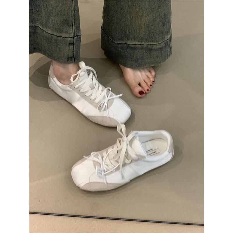 Sheepskin version~ Dexun shoes women's 2025 spring new lace-up ballet casual sports shoes versatile Forrest Gump shoes