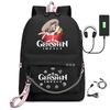 Harajuku Jugendliche Schultaschen Unisex Genshin Impact Reisetaschen USB-aufladbar Oxford Wasserdicht Notizbuch Schulterrucksäcke