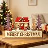 Santa Reindeer Desktop Ornament Wooden Christmas Houses Village Tabletop Decoration For Home Xmas 2026 2027 New Year Party Decor