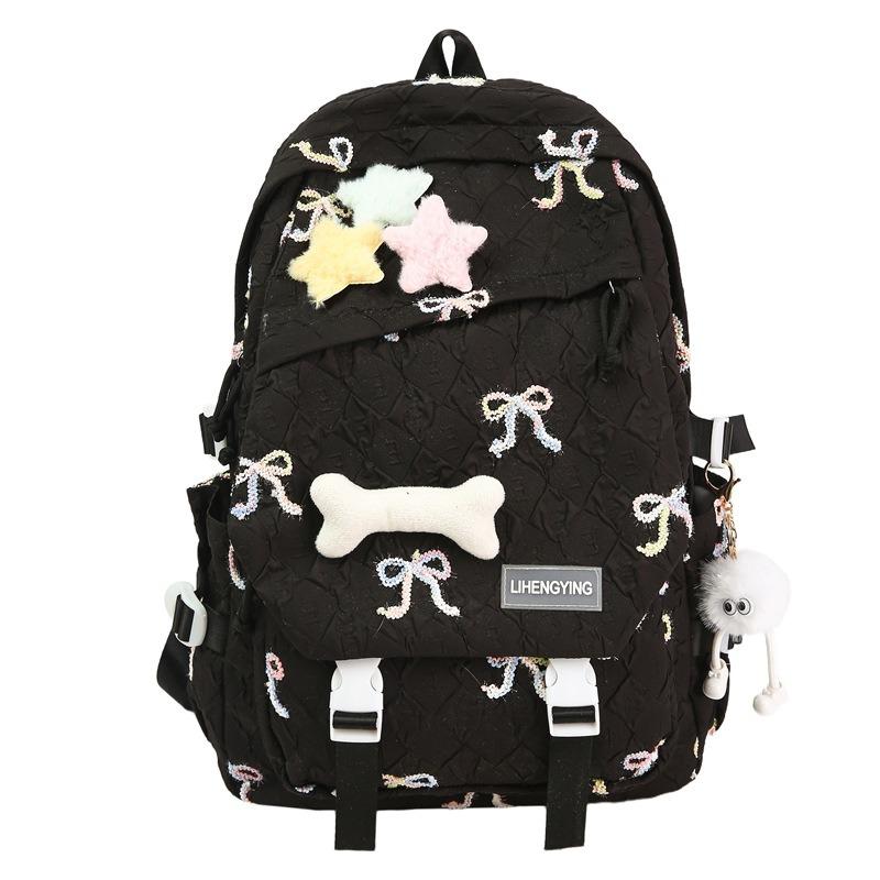 School bag for female junior high school students, high value, cute bow backpack, large capacity, grade 3 to 6 primary school students backpack