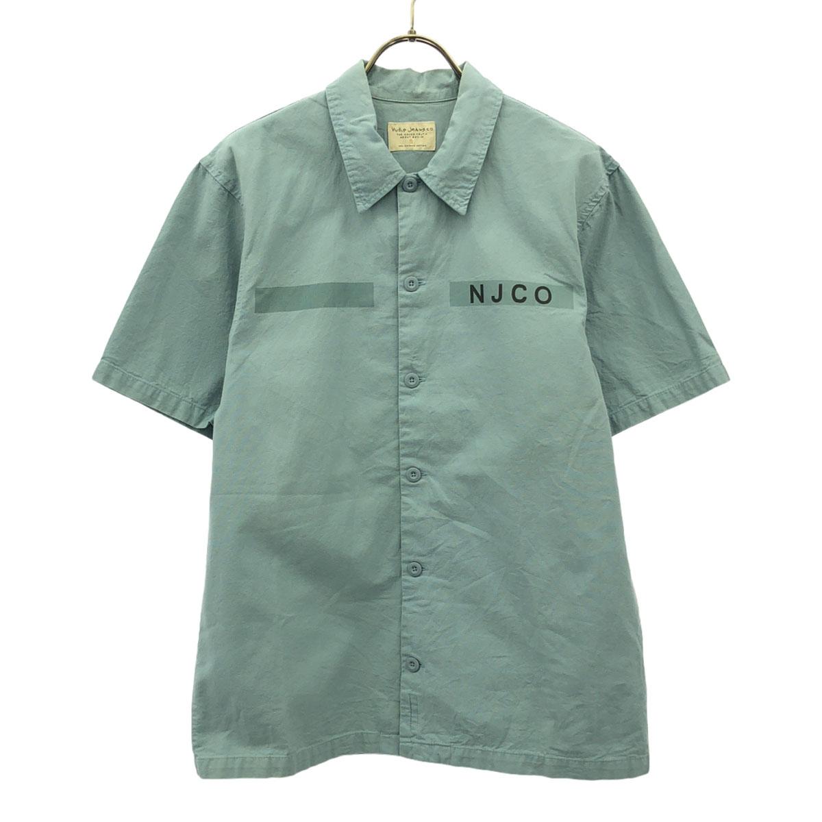 

Nudie Jeans Рубашка с принтом, с коротким рукавом, хлопковая, S, светло-голубая, мужская, б/у