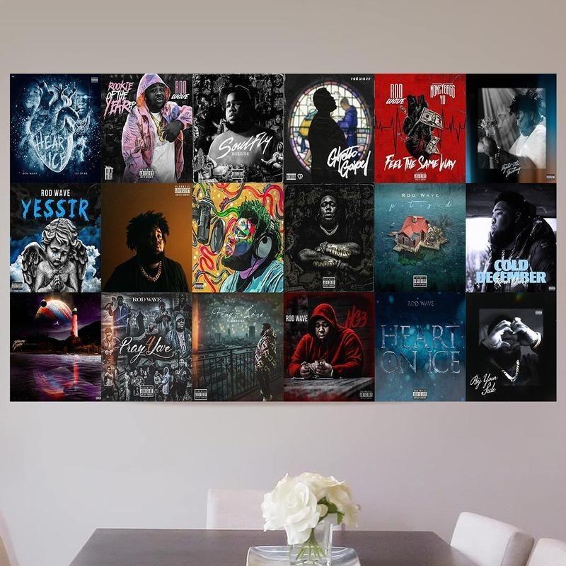Rod Wave Album Collage Art Tapestry Trendy Music Poster Bedroom Living Room Indoor Outdoor Decor Banner Fan Collectible