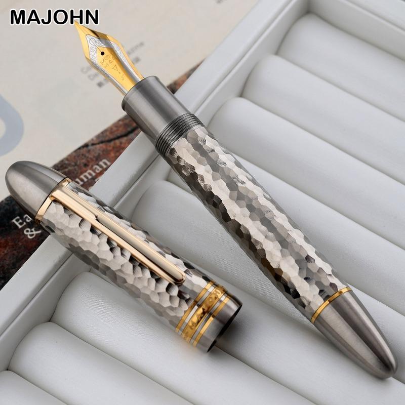MAJOHN Ti-P141 Titanium Alloy Piston Fountain Pen Metal Hammer Pattern Version Fountain Pen School Office Supplies Stationery