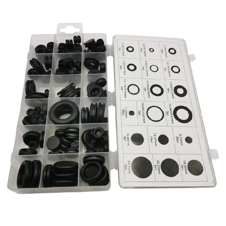 125Pcs Rubber Grommet Assortment Wiring Gasket Kit Rubber Grommet Eyelet Rings