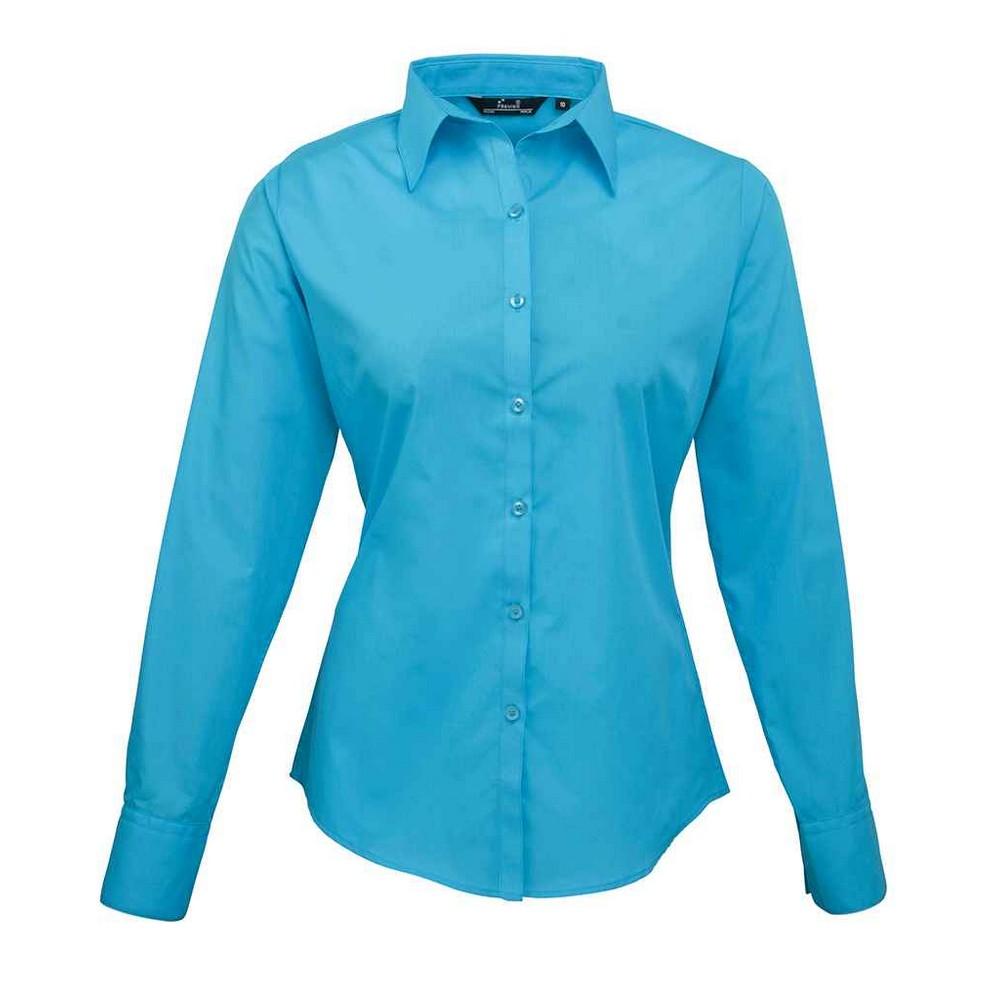 Premier Womens/Ladies Poplin Long-Sleeved Blouse