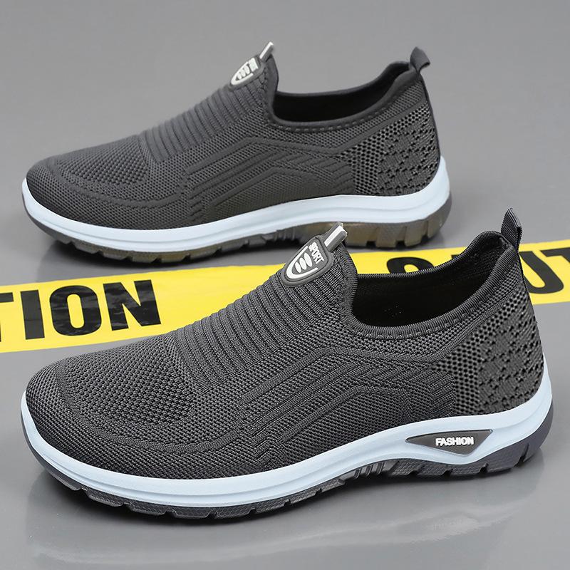Men's Shoes Summer New Flying Woven Breathable Mesh Shoes One Pedal Old Beijing Cloth Shoes Men's Comfortable Casual Shoes
