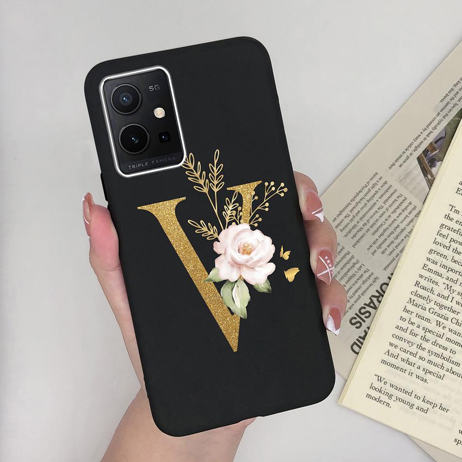 Simple Case For Vivo T1 5G Name 26 Letter Soft Matte Silicone Anti Slip Phone Back Cover For Vivo T 1 VivoT1 Shell Funda Bumper