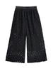 Women's Summer Wide-Leg Pants Elastic Waist Hollow Out Pants