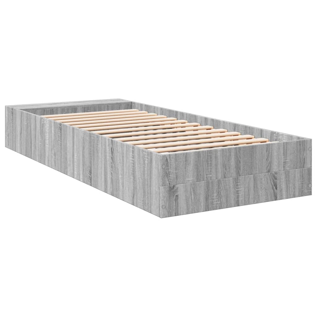 Vidaxl Rama Łóżka, Szary Dąb Sonoma, 100X200Cm Materiał Drewnopochodny
