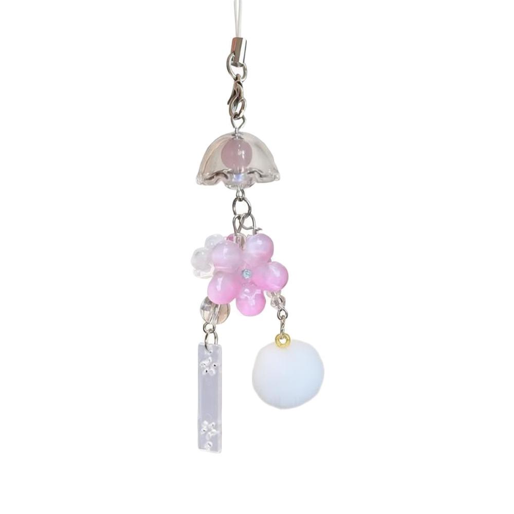 Transparent Car Ornament Flower Design Car Hanging Ornament Chic Windbell Keychain Wrist Strap