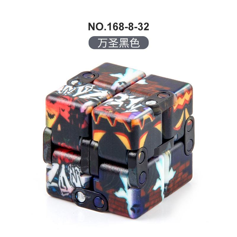 New Strange Decompression Toy Uv Print Camouflage Infinite Rubik'S Cube Halloween Folding Variety Flip Rubik'S Cube Fingertips Rubik'S Cube