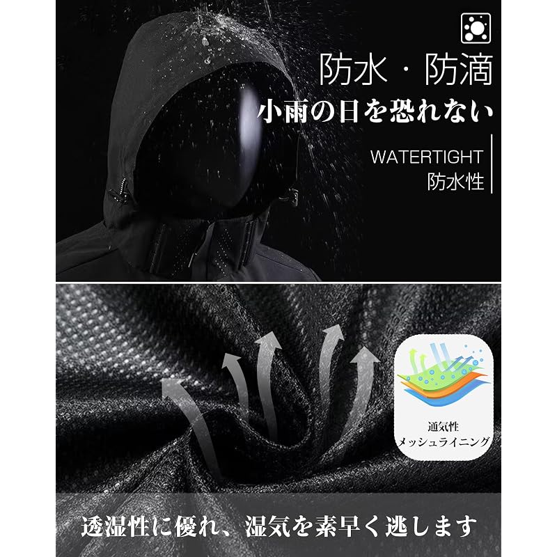 [Kayiyasu] Men's Mountain Parka Windbreaker Water-Repellent Mountain Jacket Windproof Outerwear Lightweight Autumn Clothing Plus Sizes S-3XL Spring