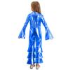 Kids Retro 70s Disco Jumpsuit, Flare Sleeve Ruffle Bodysuit with Bell Bottom Pants, Comfortable Dance Party Cosplay Costume