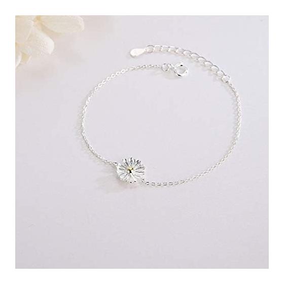 Brawo Women's Bracelet Popular 925 Silver Beautiful Chrysanthemum Flower Bangles Thin Chain Stylish Women's Bracelet Korean GD Western Style