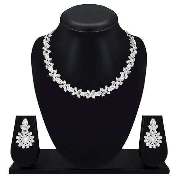 Diamond/White Stones Necklace Jewellery Set - Designer Collection for Weddings, Parties, and Festivals