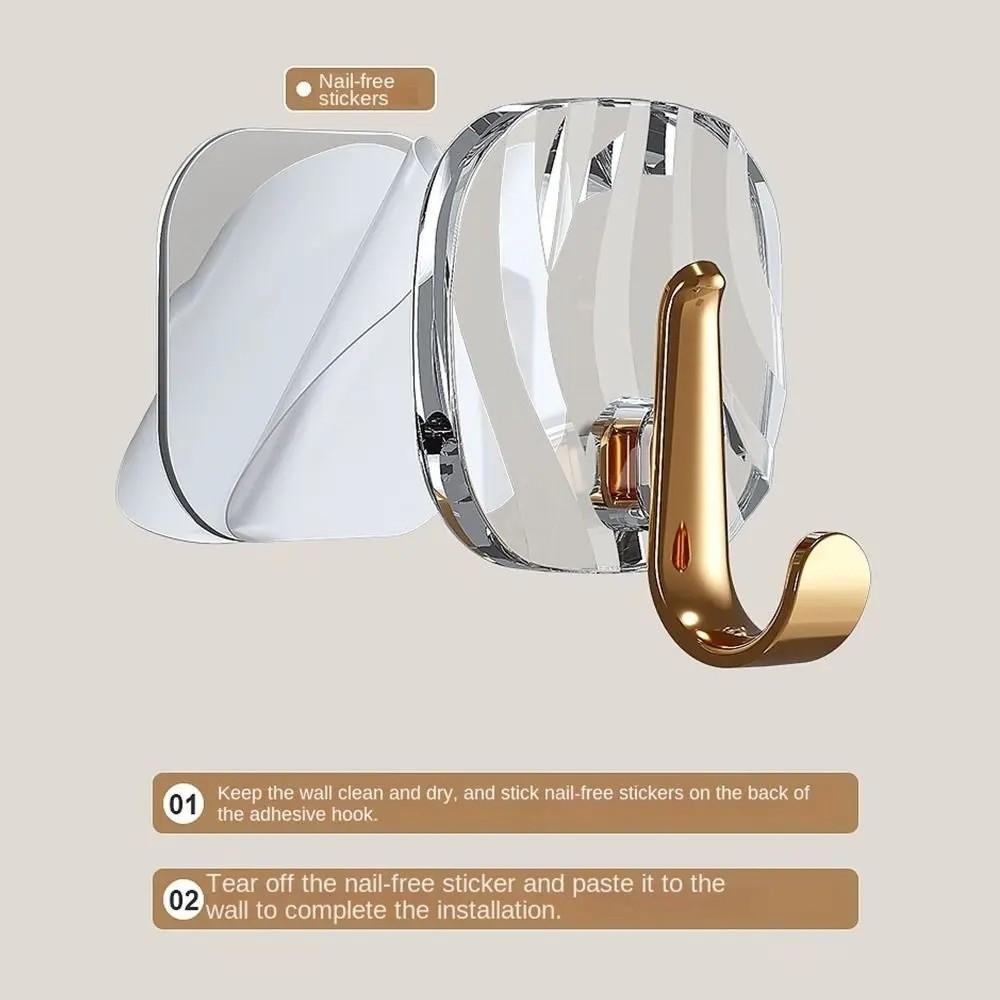 4 Pieces Set Strong Load-bearing Bathroom Hook Luxury Self Adhesive Hook  Home Organization Use