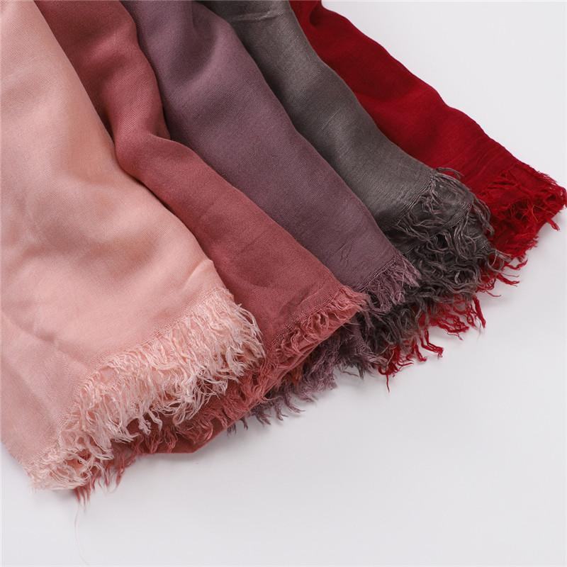 Big Size Plain Fringe 100% Cotton Viscose Hijab Scarf High Quality Wraps And Shawls Pashmina Musulman Headband Islamic Turban