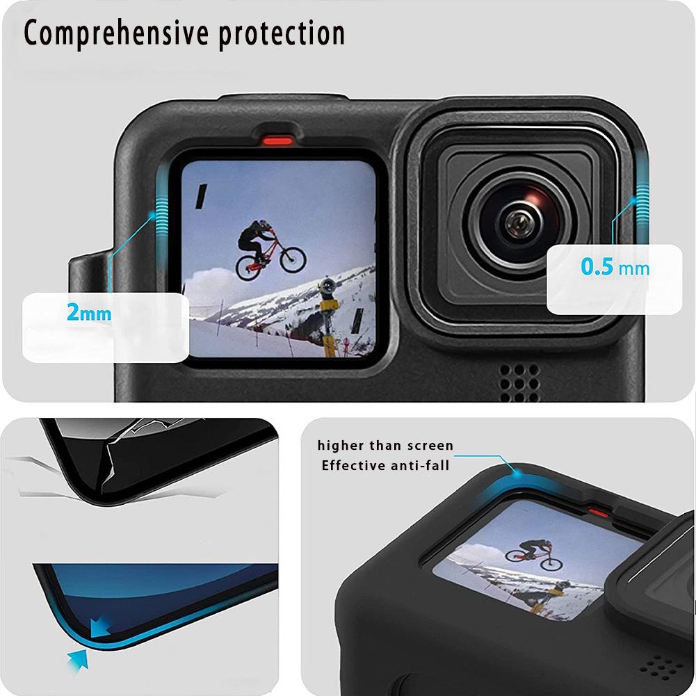 Husă din silicon pentru Gopro Hero 13 12 11 Capac baterie Protectoare de ecran din sticlă călită Capac obiectiv pentru Go pro 12 13 Kit de accesorii