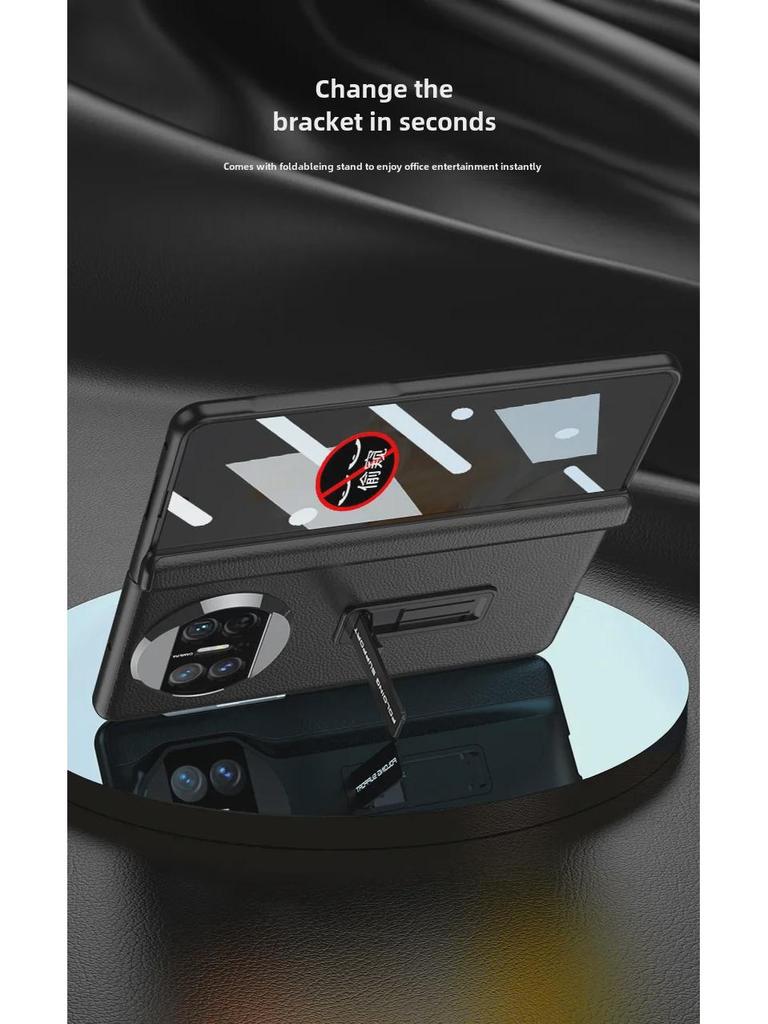 Kožené pouzdro na telefon s plným krytím a skládacím displejem Huawei Mate X3 - Ochrana proti sledování a pádu