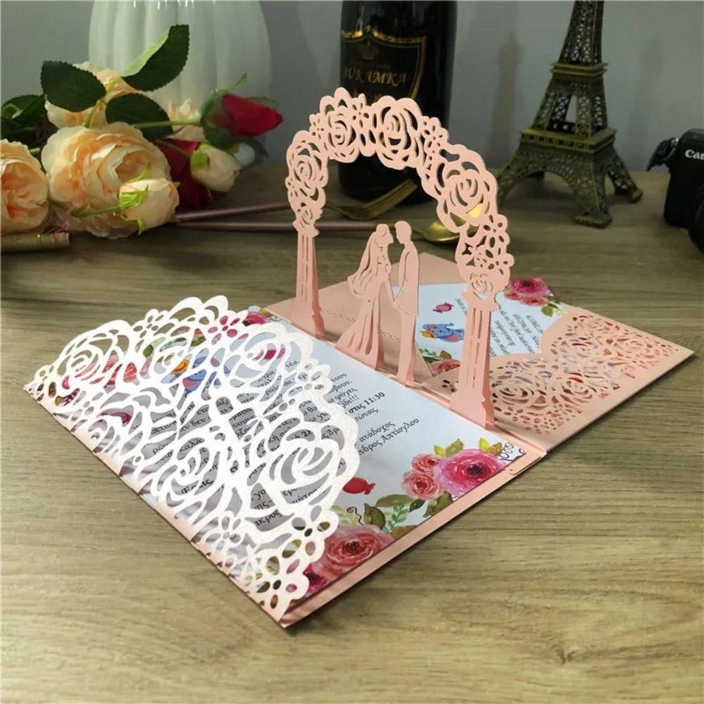 3D Greeting Cards Pop up Invite Card Laser cut Wedding Invitation  Wedding
