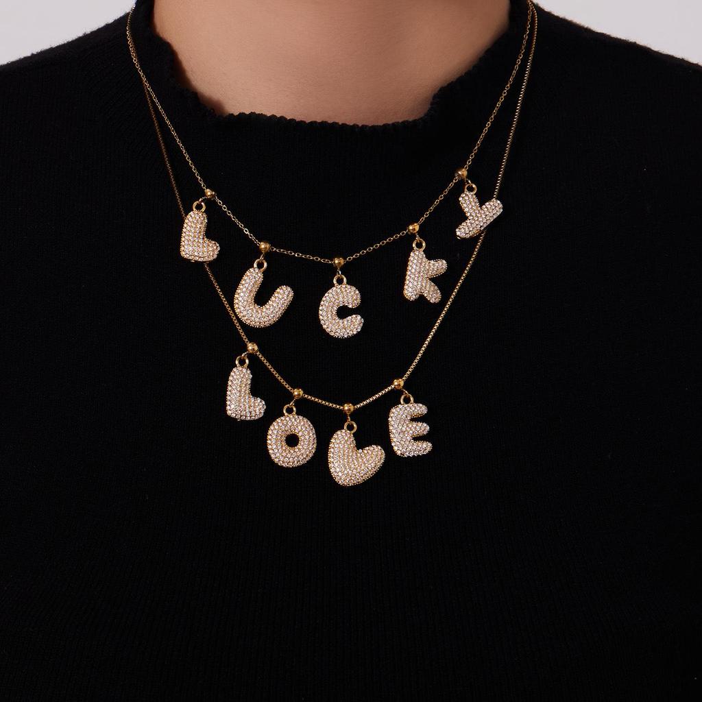18K Gold-Plated Zircon Alphabet Pendant Necklace – Elegant European & American Style Jewelry