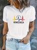 Women's Venezuelan-Themed T-Shirt with National Symbols & Landmarks Print - Suitable for Casual Wear