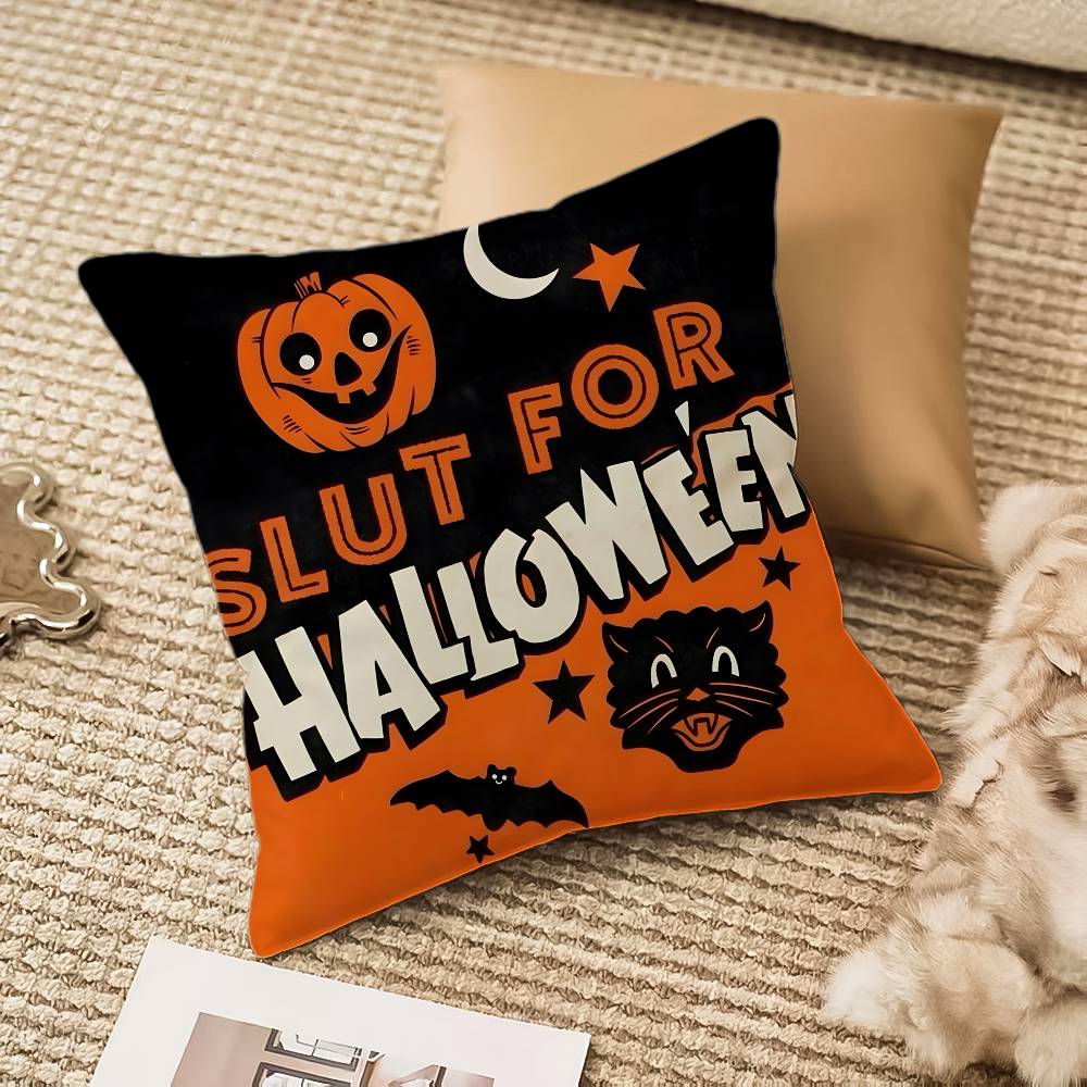 Halloween Witch Hat Skull Pillow Case Antidustmite Invisible Zipper Sofa Bed