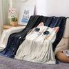 Weiße Katzen-Print Flanelldecke, Hohe Qualität, Bequem für alle Jahreszeiten, Heimdekoration, Wärme und Komfort, Perfekt für Weihnachtsgeschenke