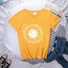 Spring Women's Simple Monochrome Sunflower Pattern Printed Pullover Loose Round Neck Pure Cotton Short Sleeved T-Shirts Women’s
