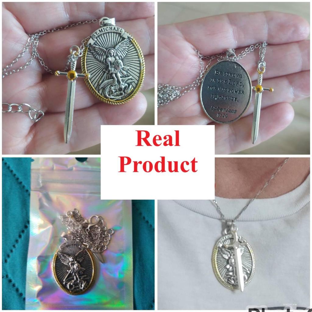 Catholic Amulet Patron Saint St. Michael Necklace Pendant Vintage Protect Charm Talisman Powerful Wealth Success Health Lucky Jewelry Unisex