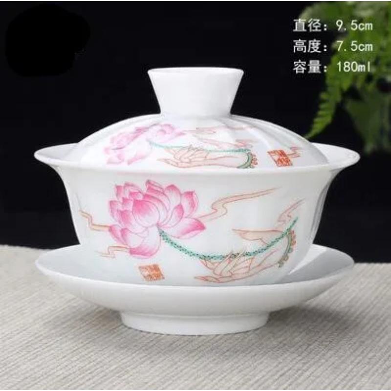 Chinese Hand Painted Kungfu Tea Set, Tureen Dehua, White Porcelain, Gaiwan, Pot Set for Travel, Fast Cup, High Quality