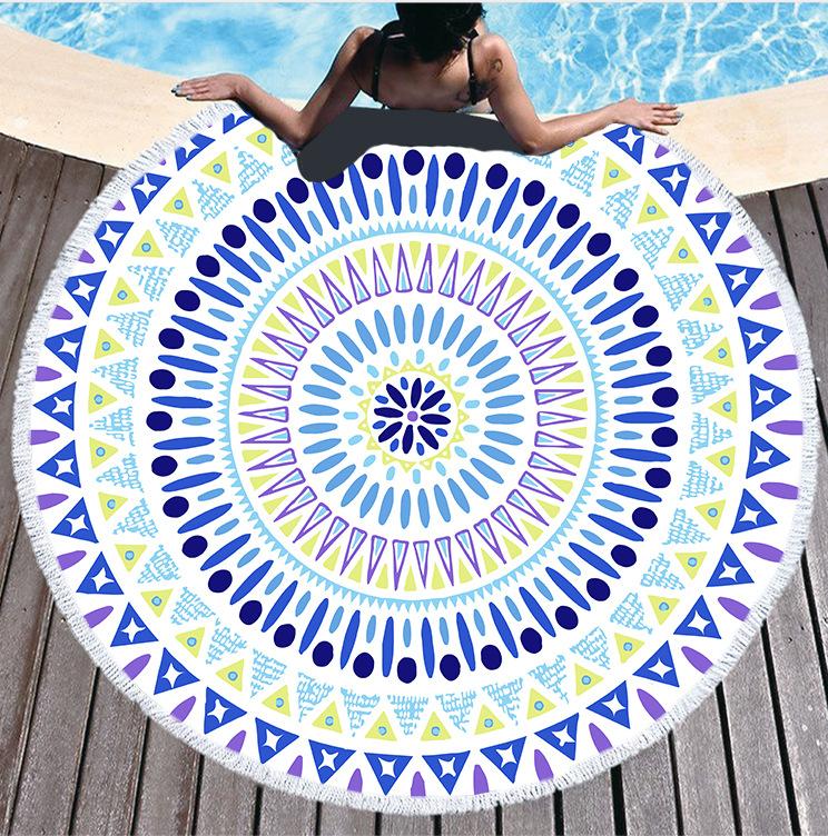 Mikrofaser Marmor Abstraktes Muster Strandtuch Rund Groß Aquarell Treibsand Yoga Handtuch Mit Quaste Strandmatte Decke Abdeckung