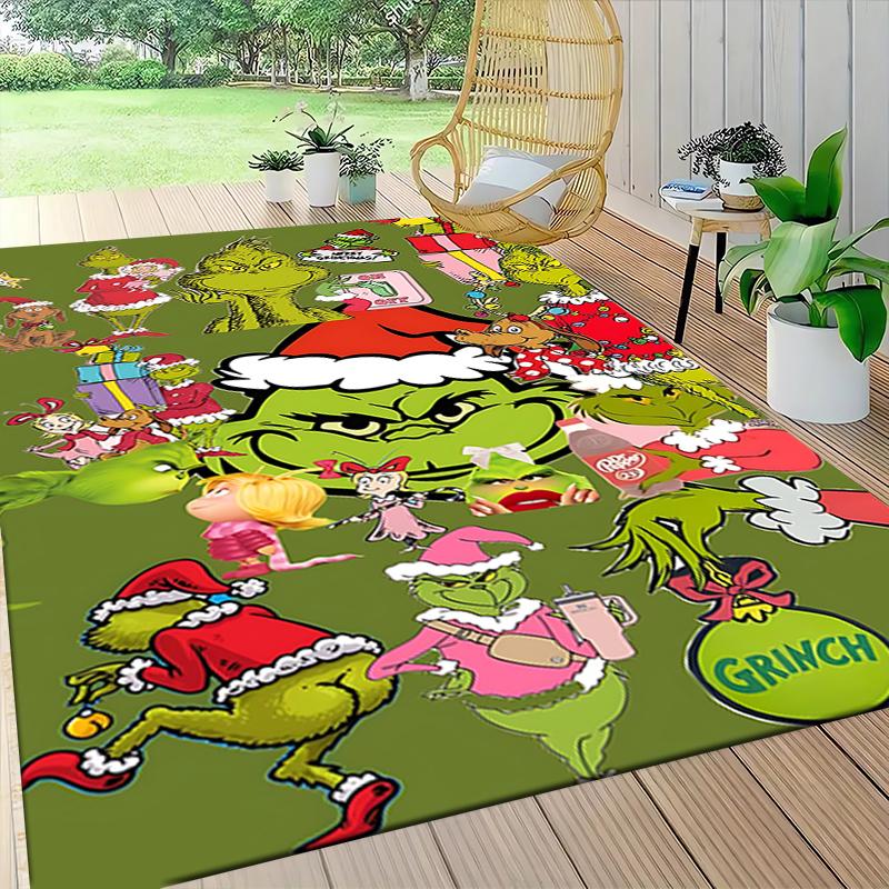 Tappeto Tappetino Celebrazione di Natale Grinch Morbido Lavabile Antiscivolo Casa Soggiorno Tappetini Divano Tappeto di Natale Personalizzato