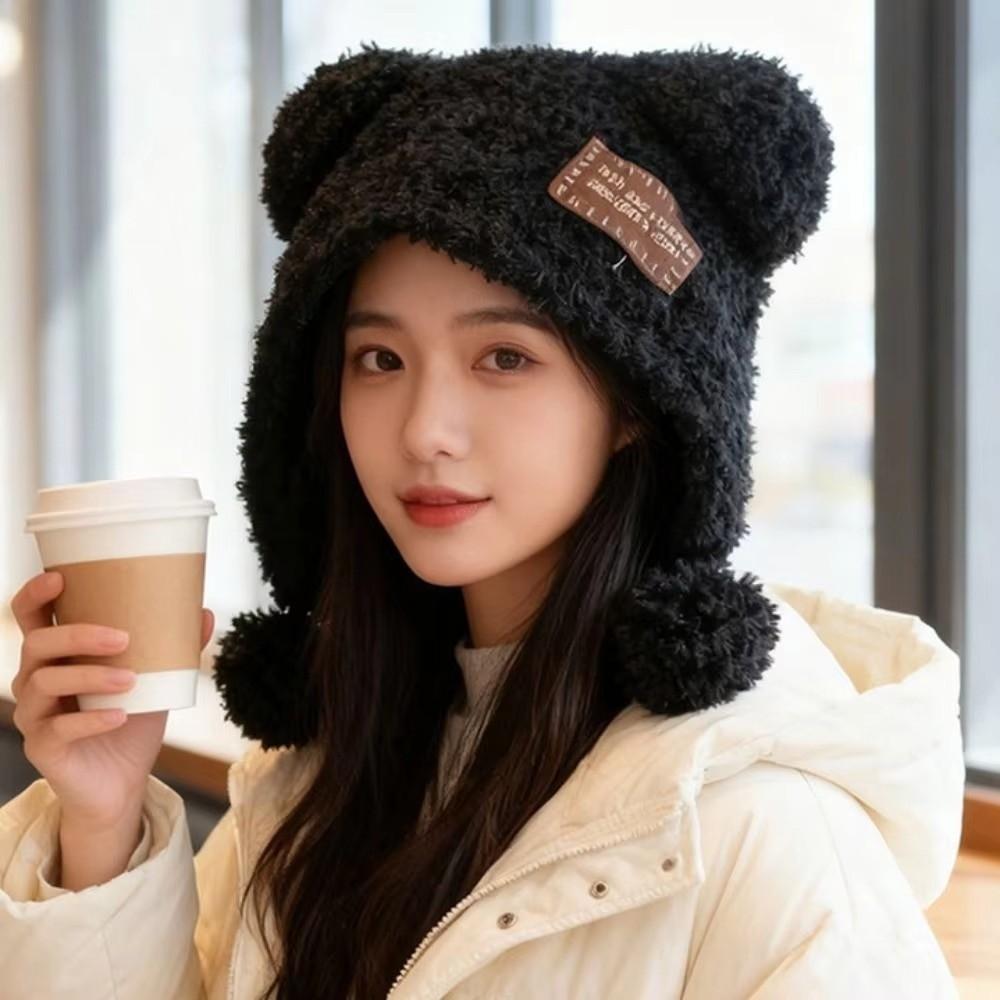 Warm Beanie Cap Fluffy Woolen Hat New Bear Ears Hat Autumn Winter