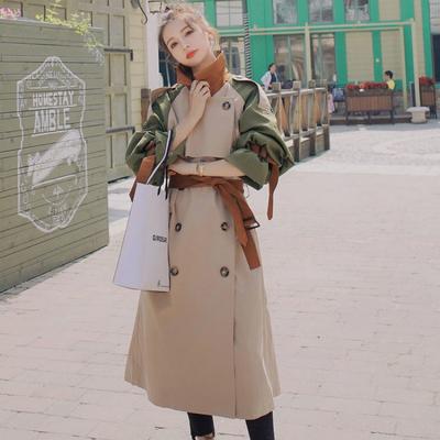 Spell Color Trench Coat Female Spring and Autumn New Medium Long Relaxed Relaxed Temperament Commute Trend Real Shot High-grade Coat