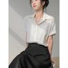 Summer Thin Satin Drape Short-sleeved Shirt Female Small Loose Versatile Design Blouse Tops