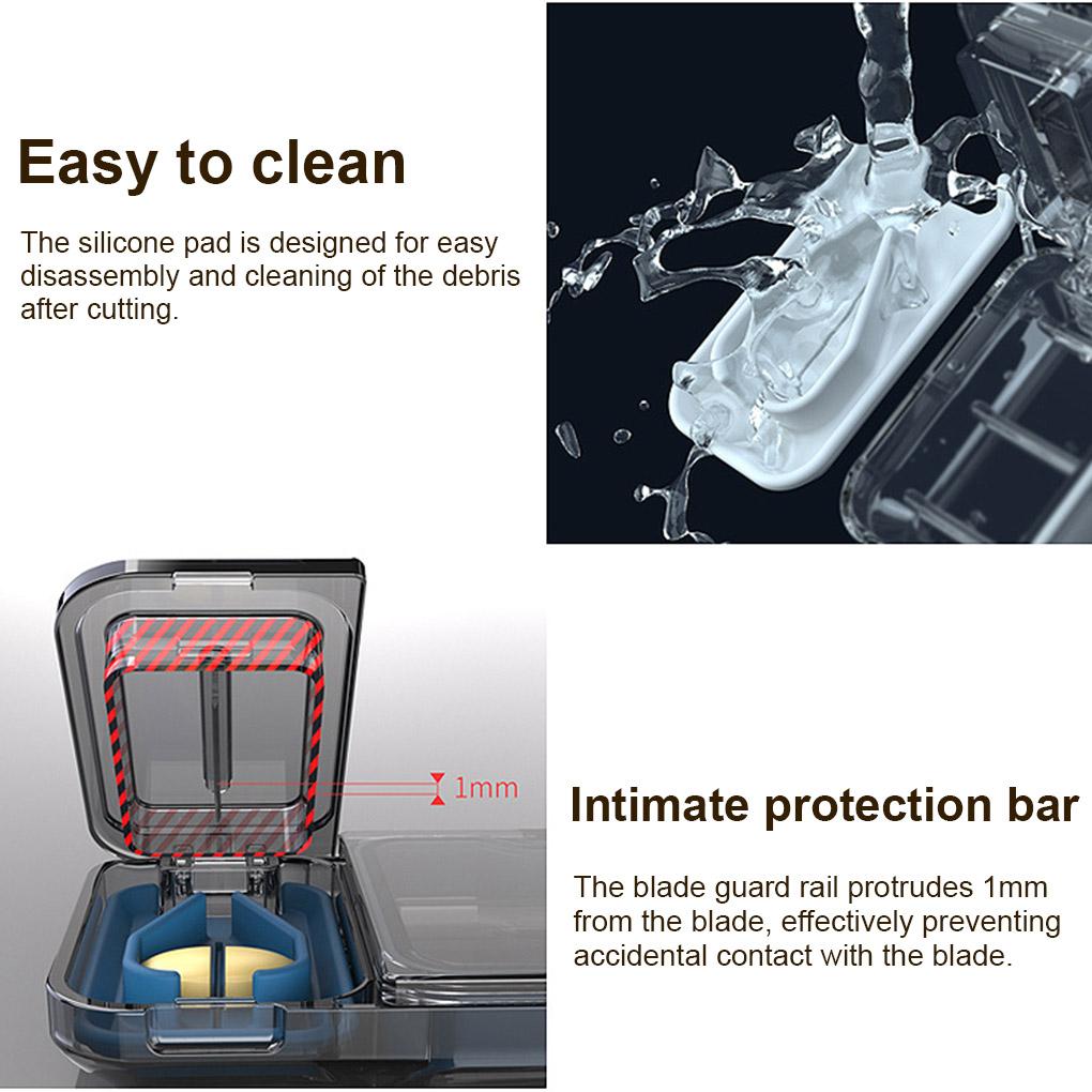Pill Splitter Manual Accurate Crusher Piller Storage Pocket with Dispenser Organizer Personal Health Care