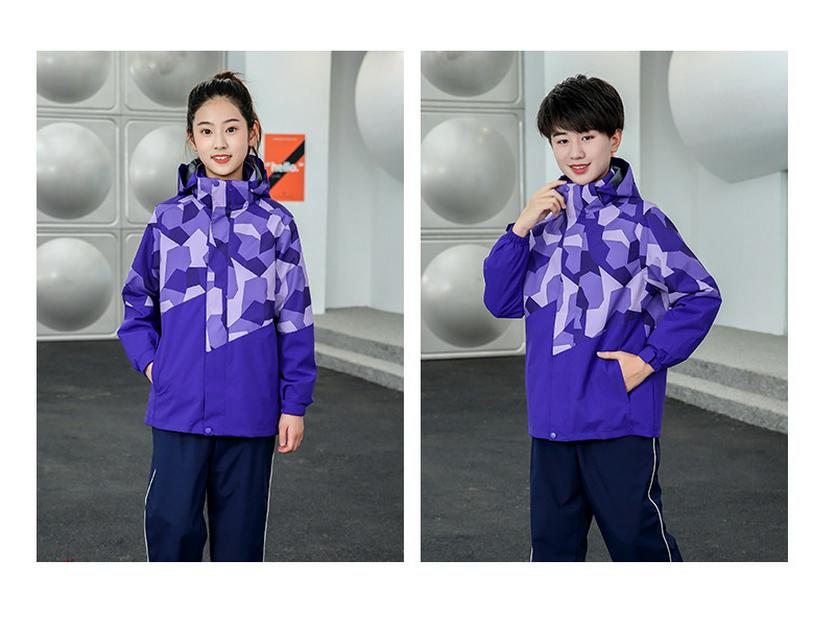 Children's Camouflage Windproof & Waterproof 3-in-1 Hiking Jacket Set for Autumn & Winter