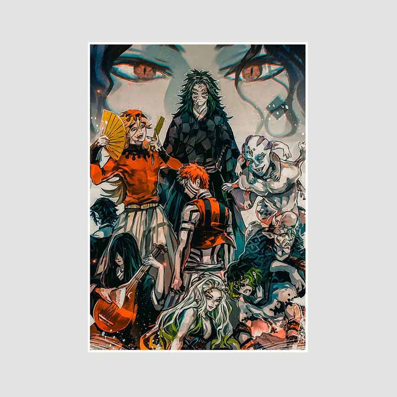 

Японский комикс фильм «Убийца демонов» поезд «Муген» аниме-постеры Kimetsu No Yaiba Белый бумажный постер Художественная роспись настенное украшение Фреска Домашний декор 30x21cm