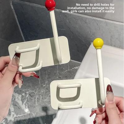 Plastic Double Hook for Bathroom No Drill Wall Mount Hair Accessory Organizer with 3kg Capacity