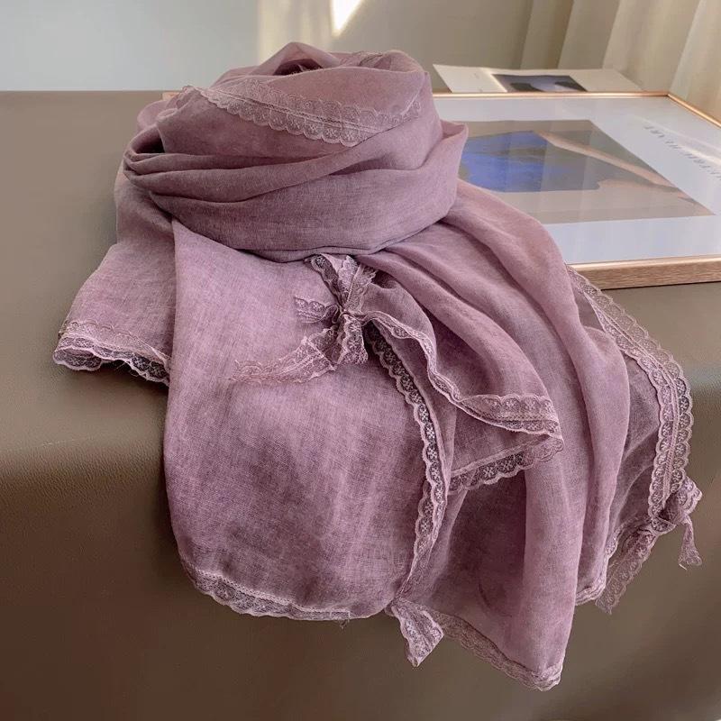 

Новый осенне-зимний высококачественный кружевной литературный платок с защитой от солнца, универсальный простой парный шарф из хлопка и льна 195cm