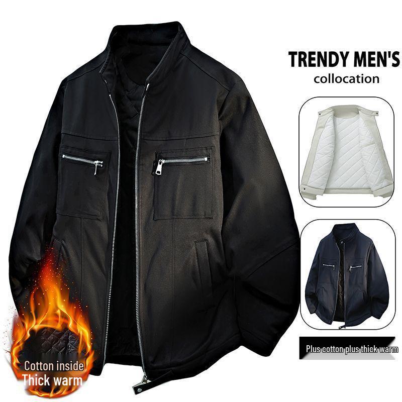 Teen 2026 Stand-up Collar Winter Retro Motorcycle Workwear Jacket
