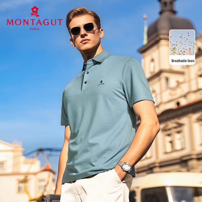 MONTAGUT Men's Summer Lightweight Cotton Blend Short Sleeve Polo Shirt
