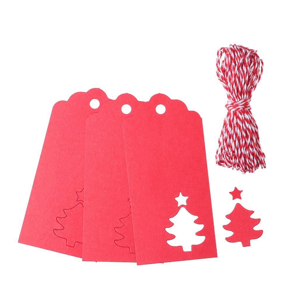 50pcs DIY Crafts Xmas Tree Hanging Christmas Card Label Kraft Paper Tags Thanks Tag Snowflake