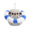 Summer Series Gray Cat Plush Toy Keychain With Float Ring For Kids And Teens