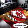 Custom Name Kansas City Chiefs Logo Rug for Living Room, Game Rooms, Office, Bedroom, Floor Mat Playful Design, Fan Gifts Christmas Decor