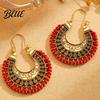 Beach Vacation Accessories 1 Pair Retro Style Bohemia Earrings Hand-Woven